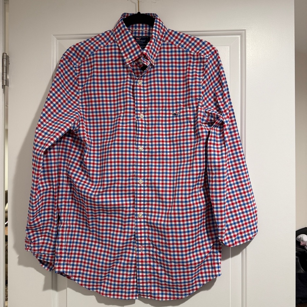 Vineyard Vines Performance Classic Fit Tucker Shirt Men's Size Small Red Blue